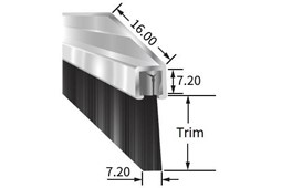 T2 45° brush strip c/w 15mm nylon trim