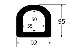 2mx92x95mm D section rubber buffer