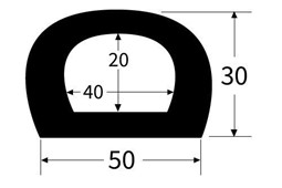 2.5mx50x30mm D section rubber buffer