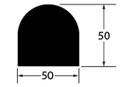 7.5mx50x50mm D section rubber buffer