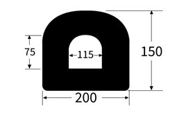 2mx200x150mm D section rubber buffer