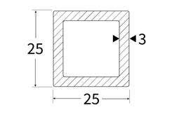 3mx25x25x3mm grey grp box section
