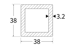 3mx38x38x3.2mm grey grp box section