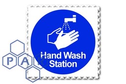 0.5x0.5m hand wash station logo PARTILE