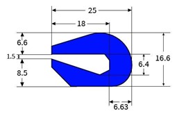 50° blue silicone u channel extrusion