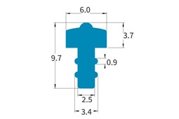 80° blue silicone T-section extrusion